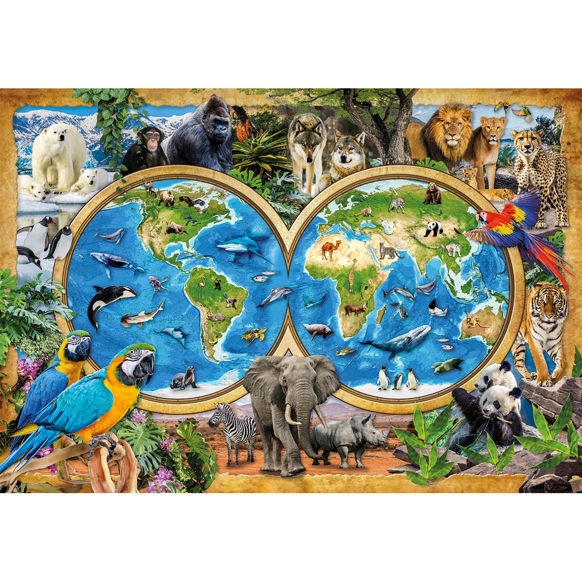 PUZZLE MONDE ANIMAL – 300 PIÈCES – CLEMENTONI 🔶