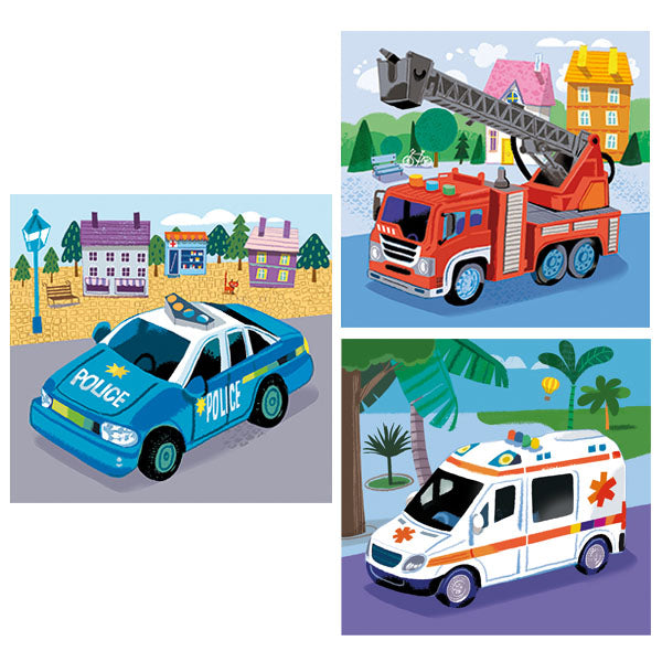 PUZZLE VEICOLI DI EMERGENZA 3 × 48 PEZZI – CLEMENTONI 🔶