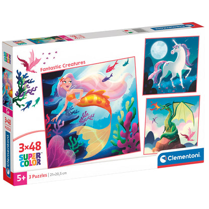 PUZZLE CRÉATURES 3 × 48 PIÈCES – CLEMENTONI 🔶