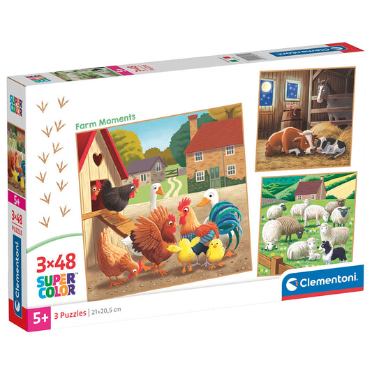 PUZZLE FERME 3 × 48 PIÈCES – CLEMENTONI 🔶