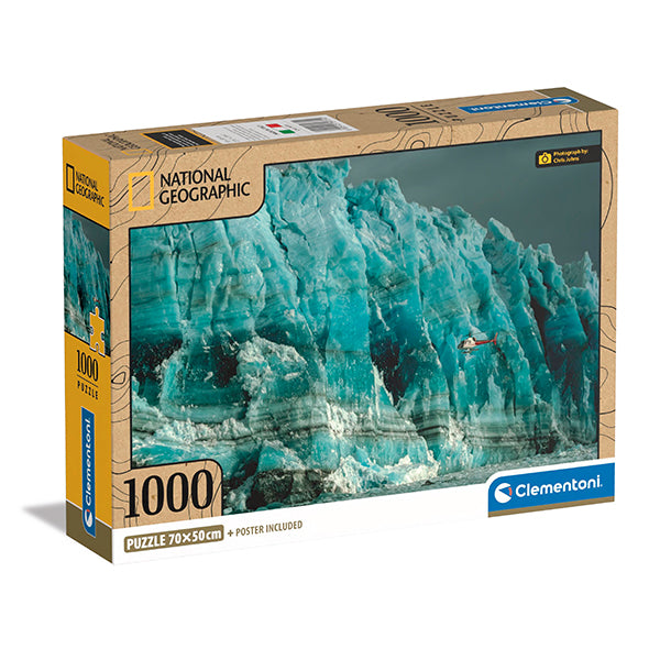 PUZZLE HÉLICOPTÈRE AU GLACIER HUBBARD – 1000 PIÈCES – CLEMENTONI 🔶