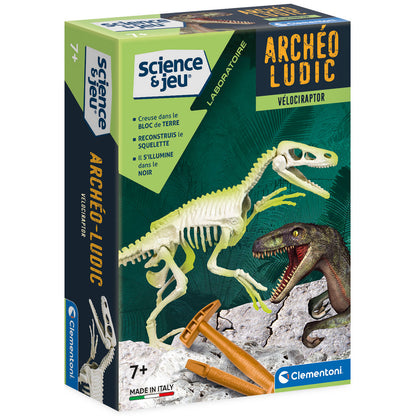 ARCHEO LUDIC LEUCHTENDER VELOCIRAPTOR – CLEMENTONI - FRA 🇫🇷 🔶