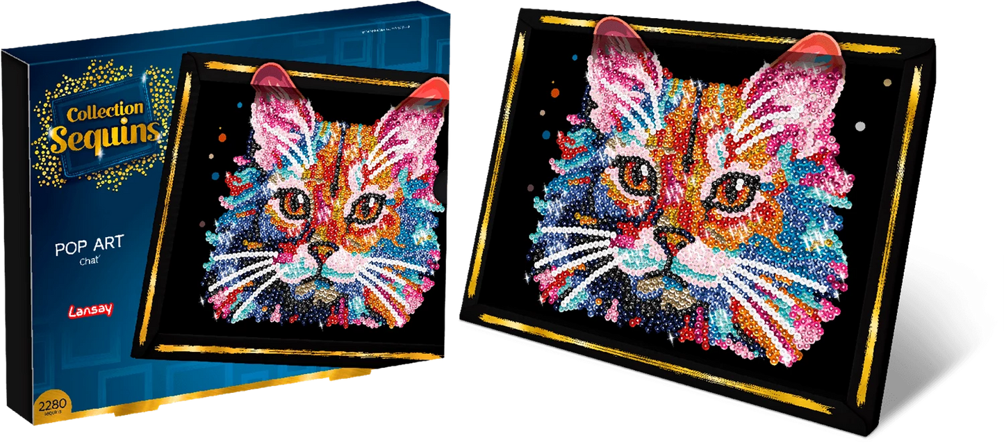 GATTO POP ART CON PAILLETTES