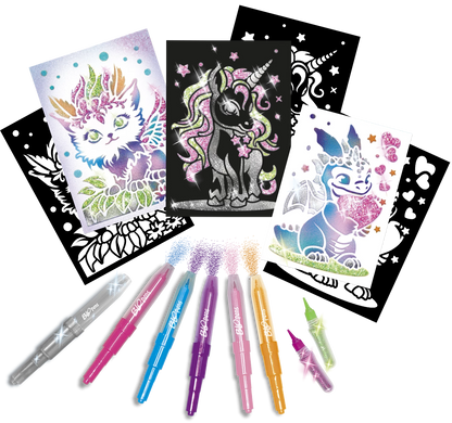 SET DI PENNE SPRAY X-TRA GLITTER ANIMALS