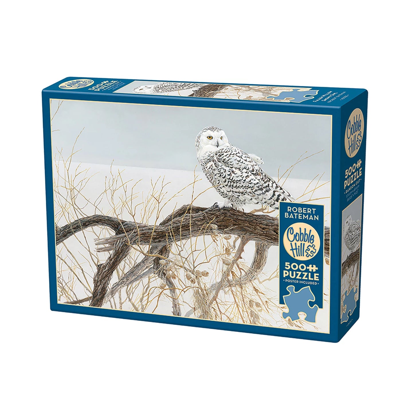 HIBOU HARFANG DES NEIGES SUR UNE BRANCHE, 500 PIÈCES
