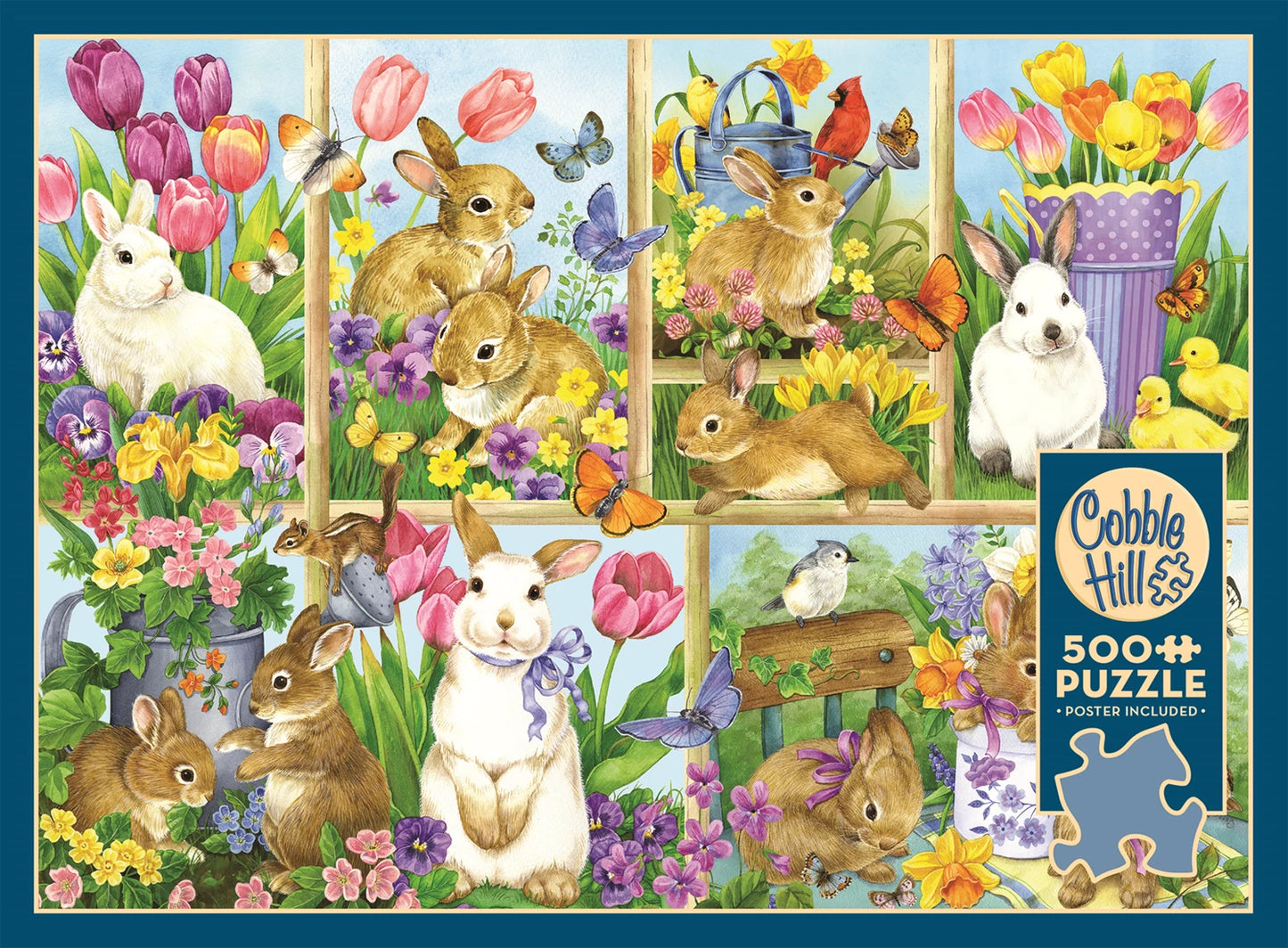 KANINCHEN IN EINEM TULPENBEET, 500 TEILE