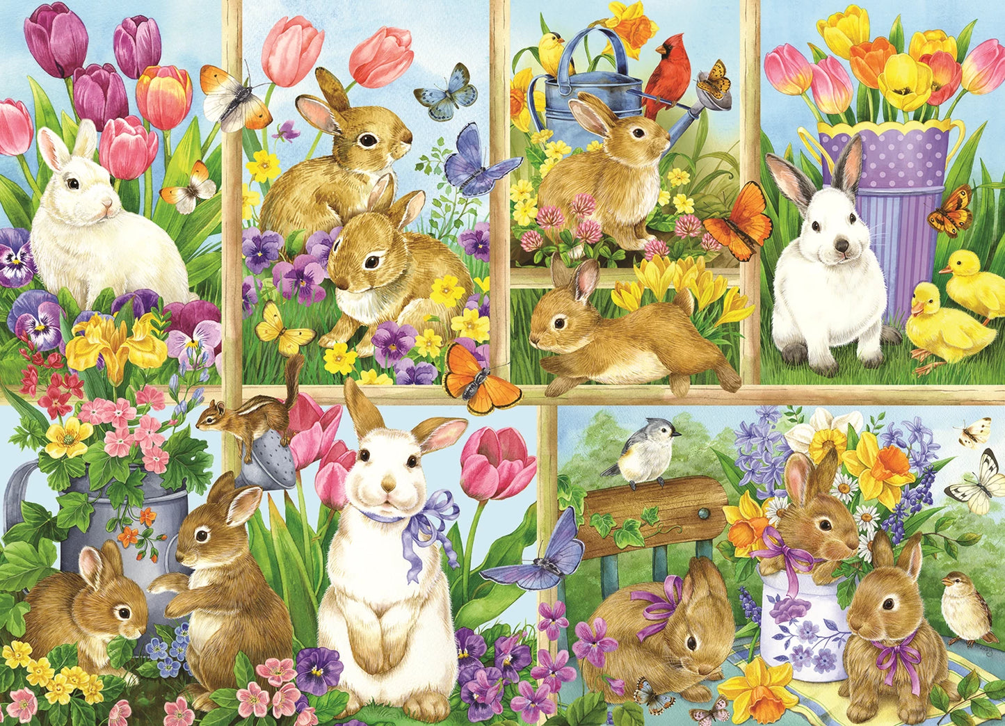 KANINCHEN IN EINEM TULPENBEET, 500 TEILE