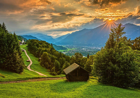 TRAMONTO SUL VILLAGGIO DI MONTAGNA DI WAMBERG (1500 PEZZI)