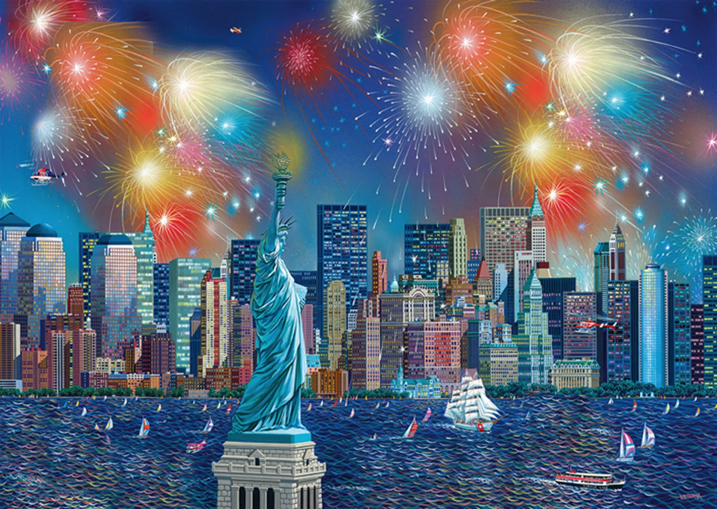 STATUE DE LA LIBERTÉ AVEC FEUX D'ARTIFICE, 1000 PIÈCES