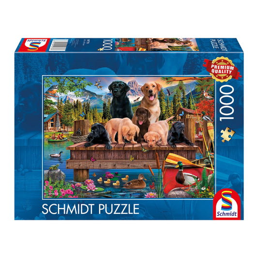 FAMIGLIA DI CANI AL LAGO, 1000 PEZZI