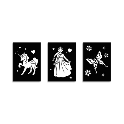 LOT DE 3 DÉCORATIONS MURALES LUMINEUSES, PRINCESSE