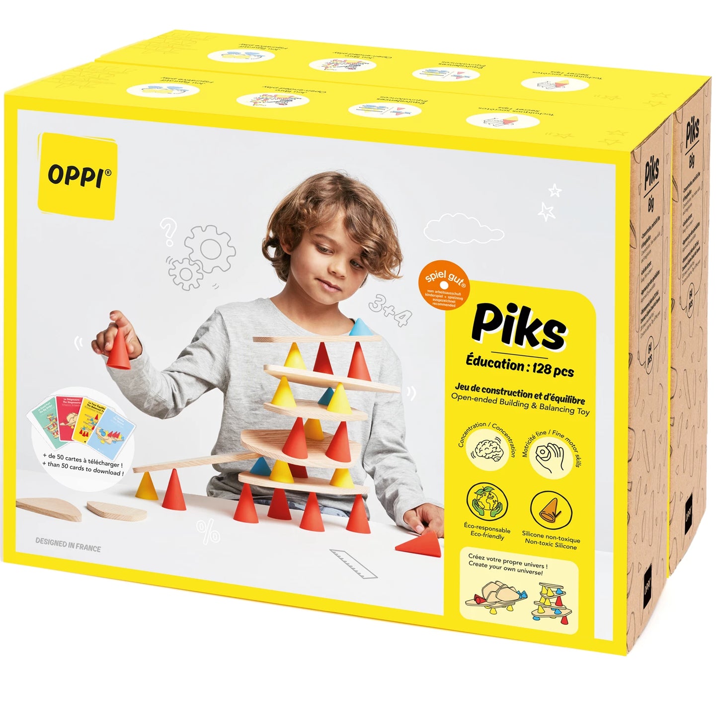 ENSEMBLE D'APPRENTISSAGE AVEC JOUETS À EMPILER PIKS, 129 PIÈCES
