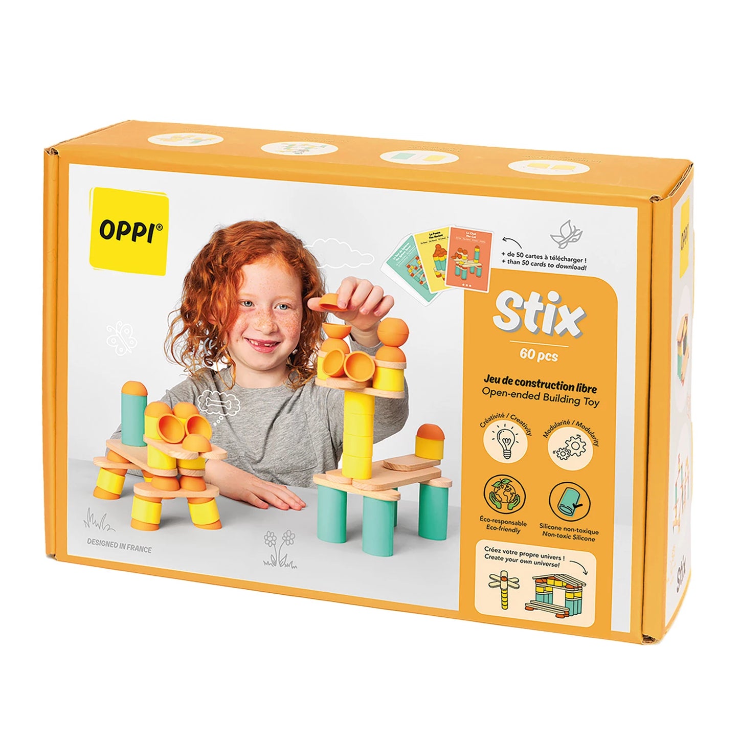 GIOCATTOLO DA COSTRUZIONE STIX, 60 PEZZI
