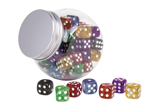 SCATOLA DI LATTA A FORMA DI CUBO, 16 MM, GLITTER