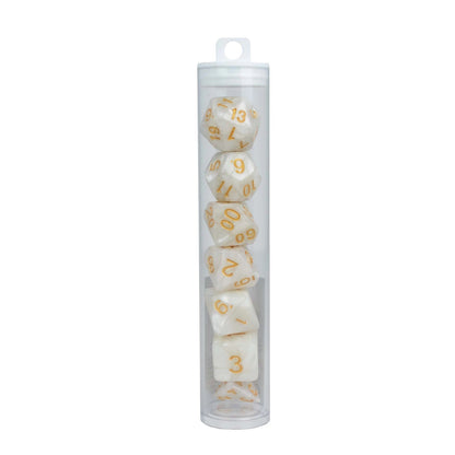 SET DE DÉS DE JEU DE RÔLE MARBRE BLANC