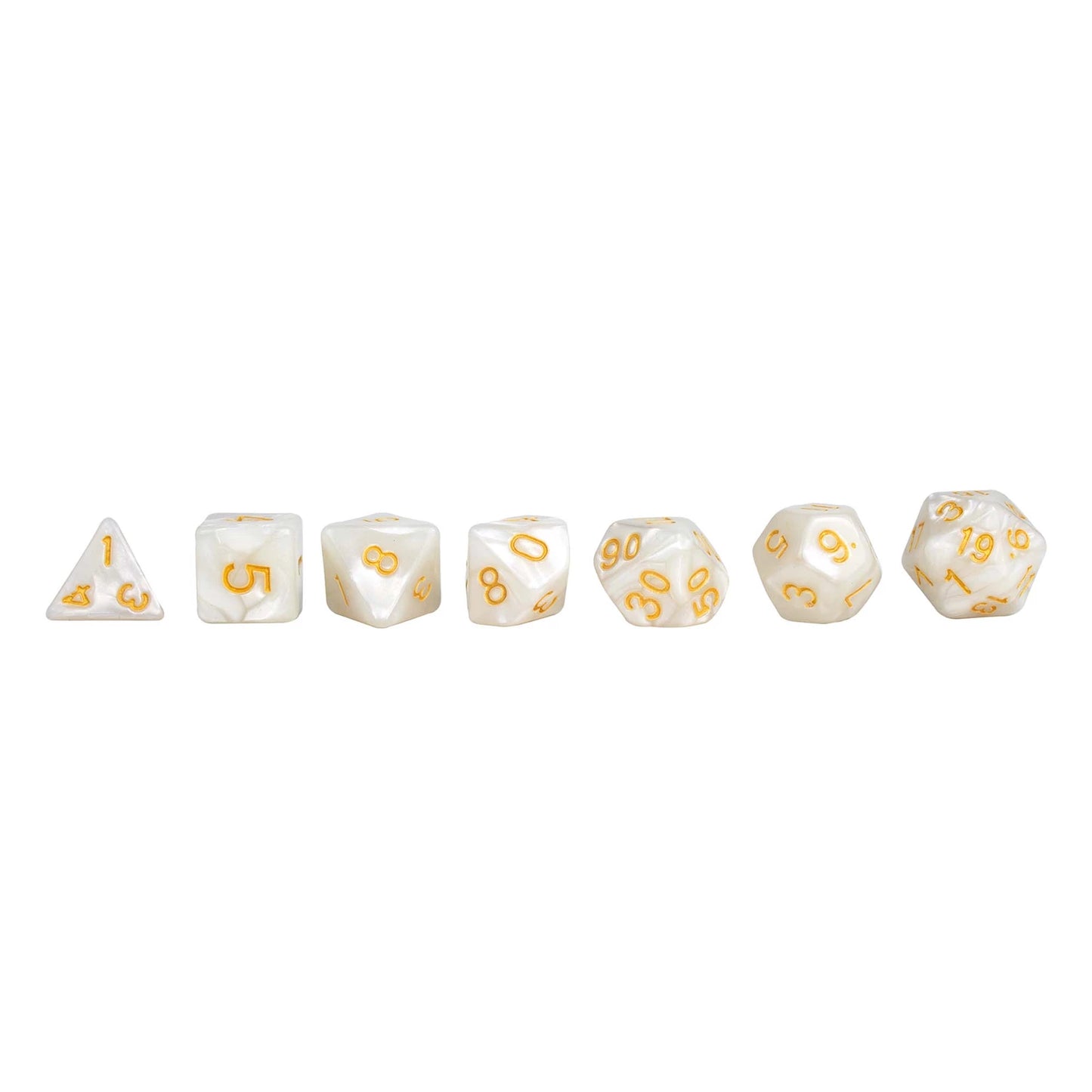 SET DE DÉS DE JEU DE RÔLE MARBRE BLANC