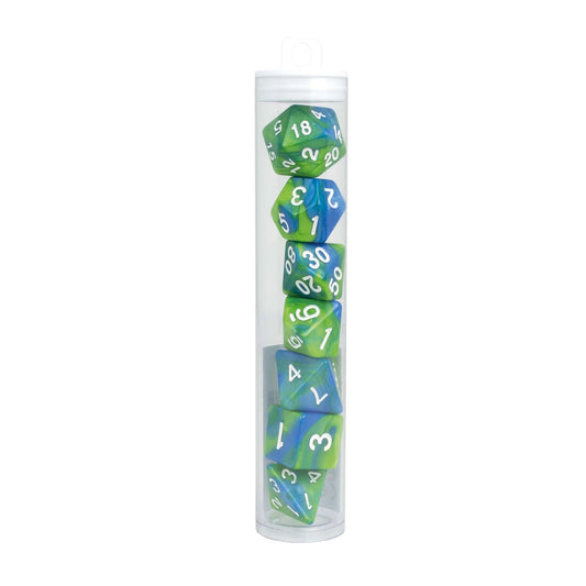 SET DI DADI RPG BICOLORE BLU/VERDE