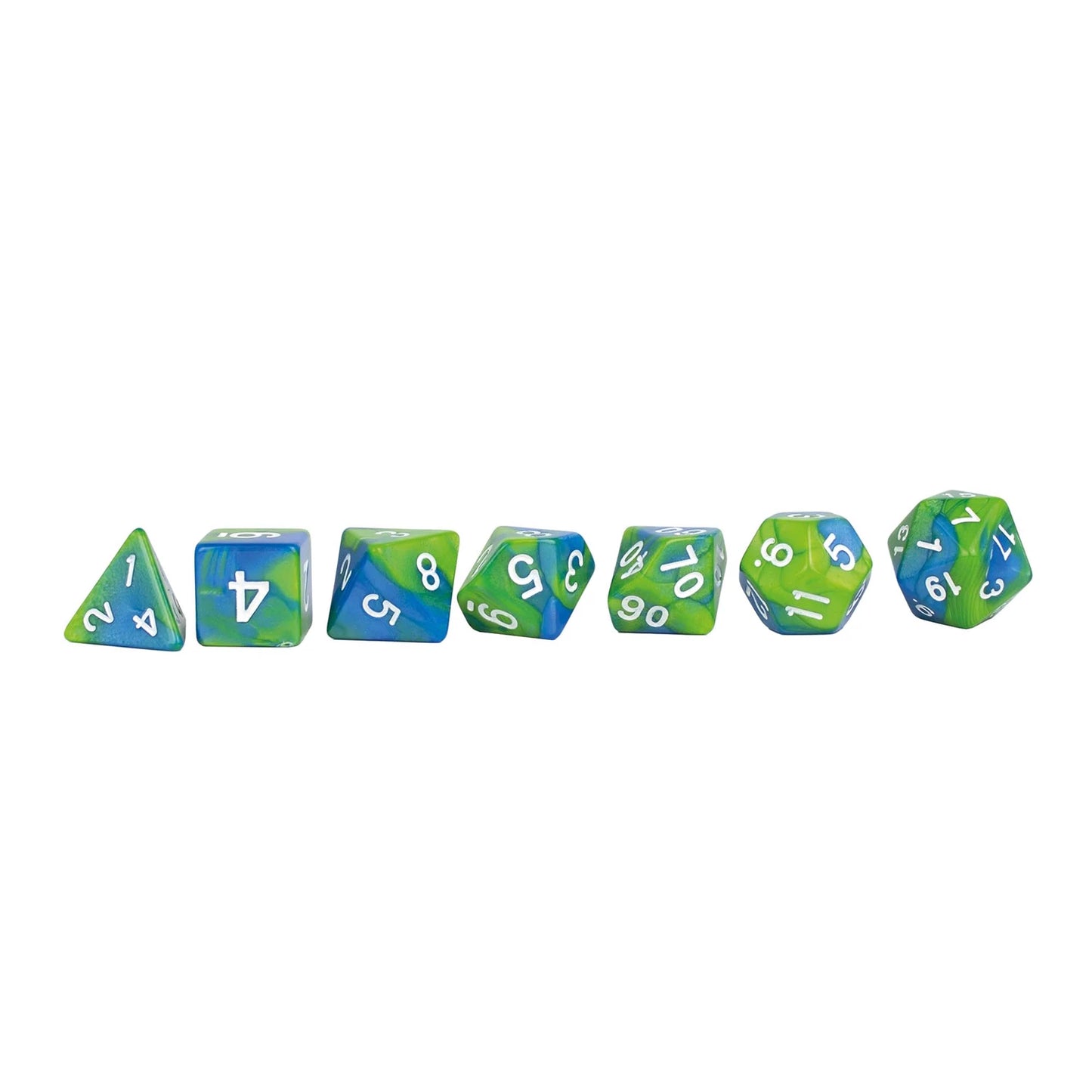 ZWEIFARBIGES BLAU-GRÜNES RPG-WÜRFELSET