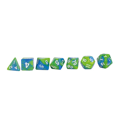 ZWEIFARBIGES BLAU-GRÜNES RPG-WÜRFELSET