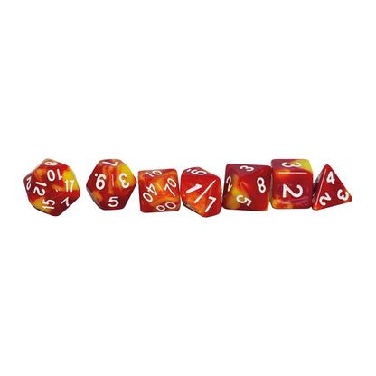 SET DE DÉS BICOLORES POUR JEUX DE RÔLE, JAUNE/ROUGE