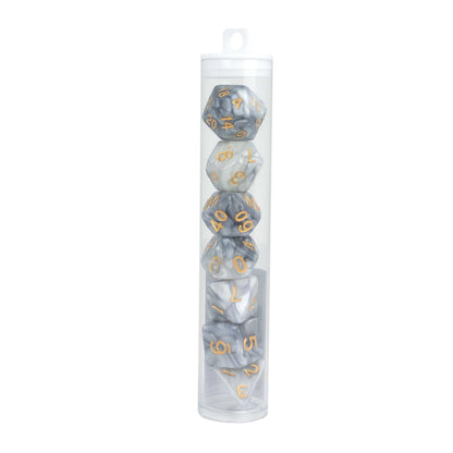 SET DE DÉS BICOLORES POUR JEUX DE RÔLE, NOIR/BLANC