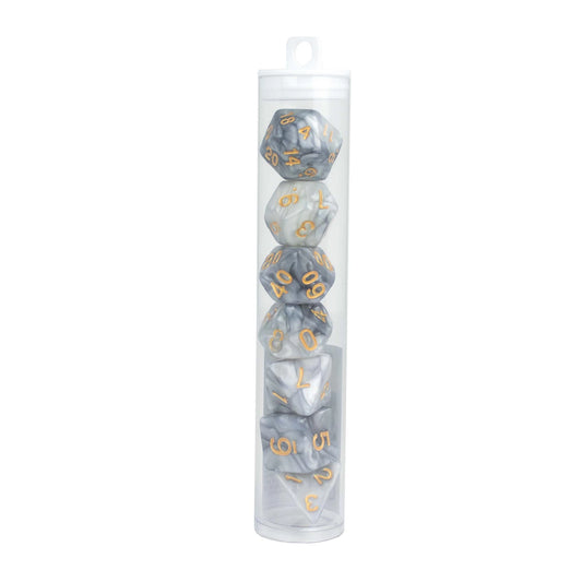 SET DI DADI BICOLORE PER GIOCHI DI RUOLO, NERO/BIANCO