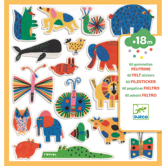 60 Filzaufkleber in Tierform