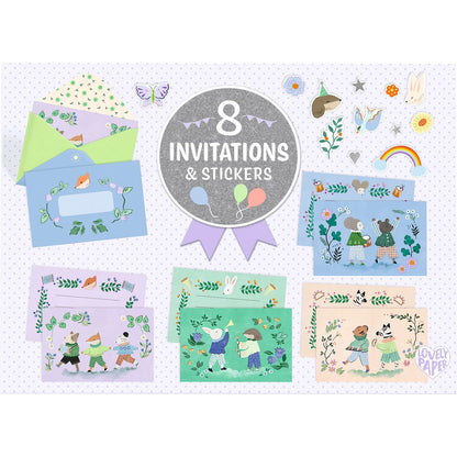 SET DE CARTES D'INVITATION LA FANFARE DES ANIMAUX