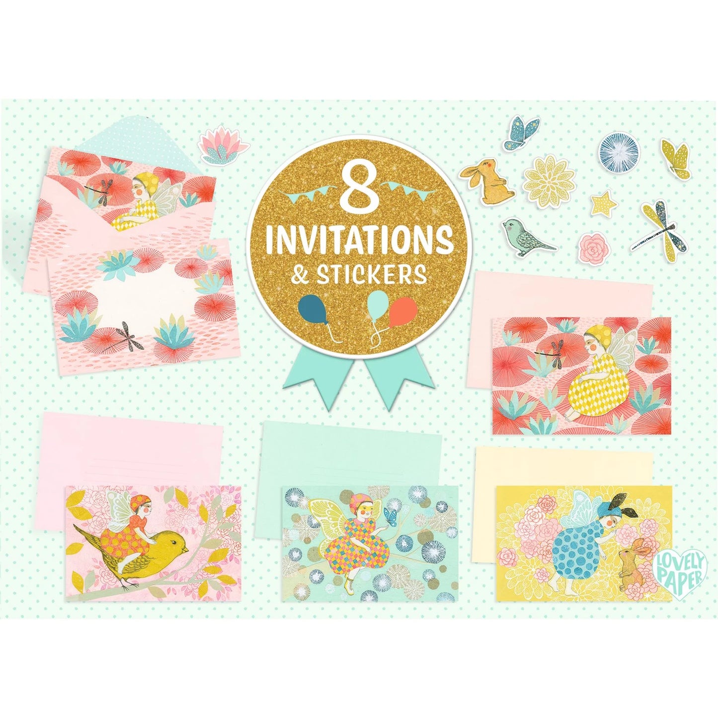 SET DE CARTES D'INVITATION : FÉES D'UN JOUR
