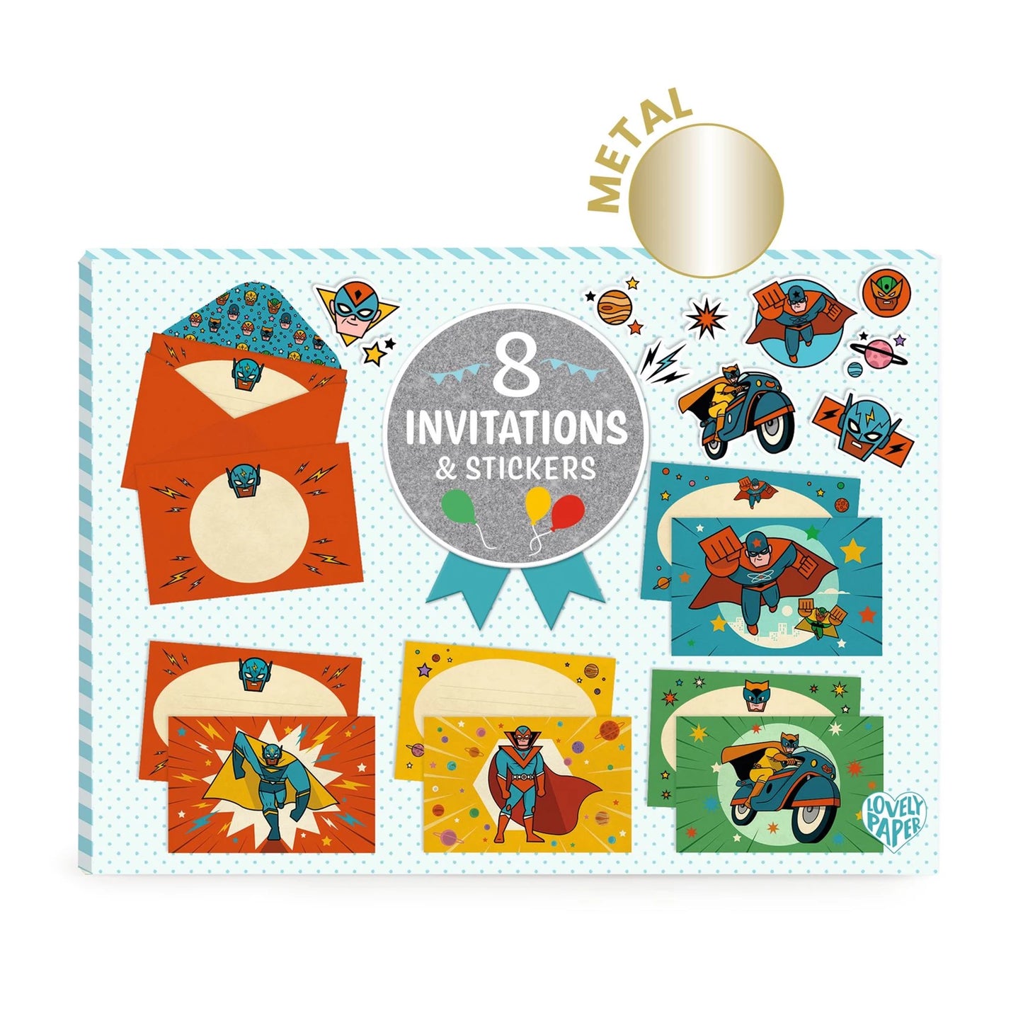 ENSEMBLE DE CARTES D'INVITATION SUPER-HÉROS