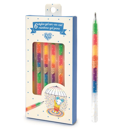 6 STYLOS GEL ARC-EN-CIEL