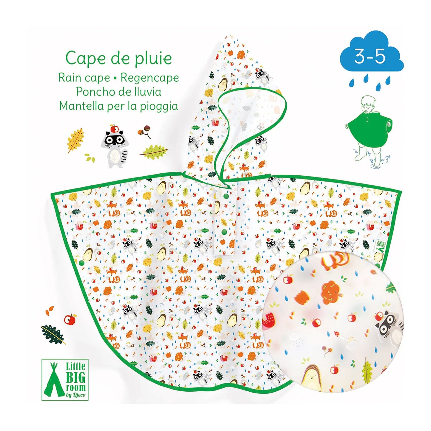 PONCHO DE PLUIE ANIMAUX DE LA FORÊT (80X46CM)