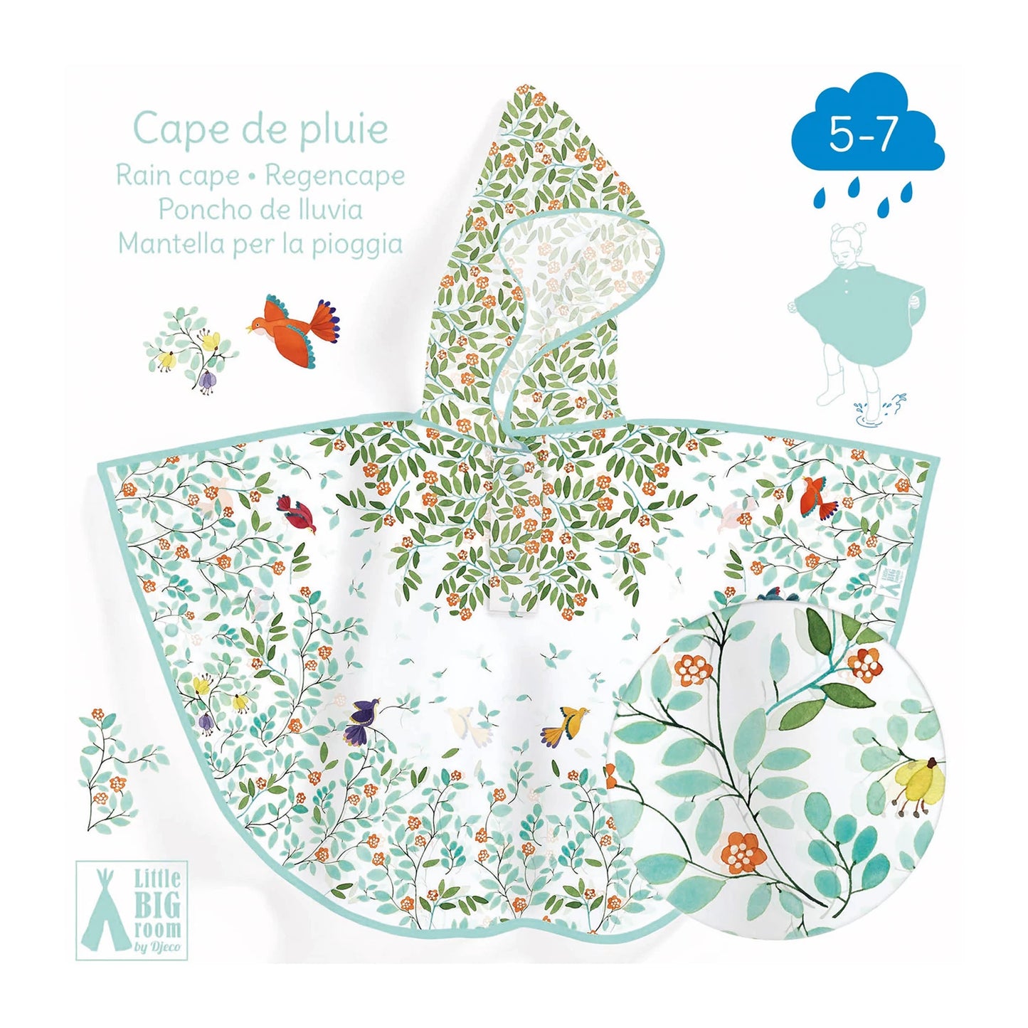 PONCHO ANTI-PLUIE AVEC FEUILLES (90X46CM)