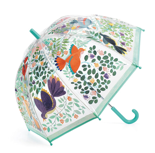 REGENSCHIRM MIT BLUMEN UND VÖGELN, 70X68CM