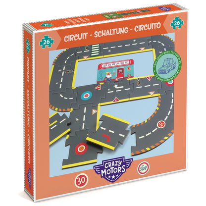 PUZZLE CIRCUIT DE COURSE CRAZY MOTORS, 26 PIÈCES