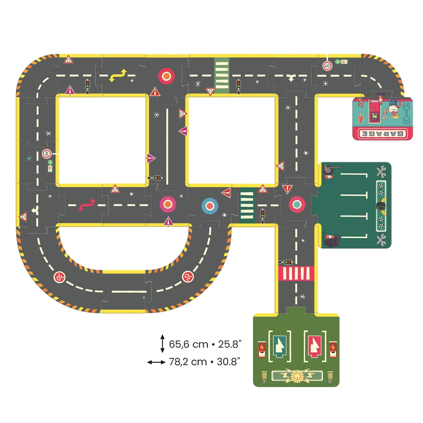 PUZZLE CIRCUIT DE COURSE CRAZY MOTORS, 26 PIÈCES