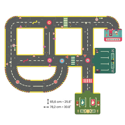 PUZZLE CIRCUIT DE COURSE CRAZY MOTORS, 26 PIÈCES