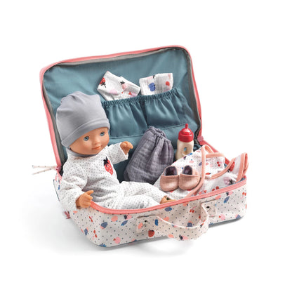 Koffer mit Puppe und Zubehör, Vanille
