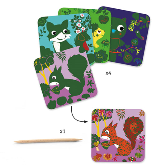 SCRATCH ART BILDER WALDTIERE