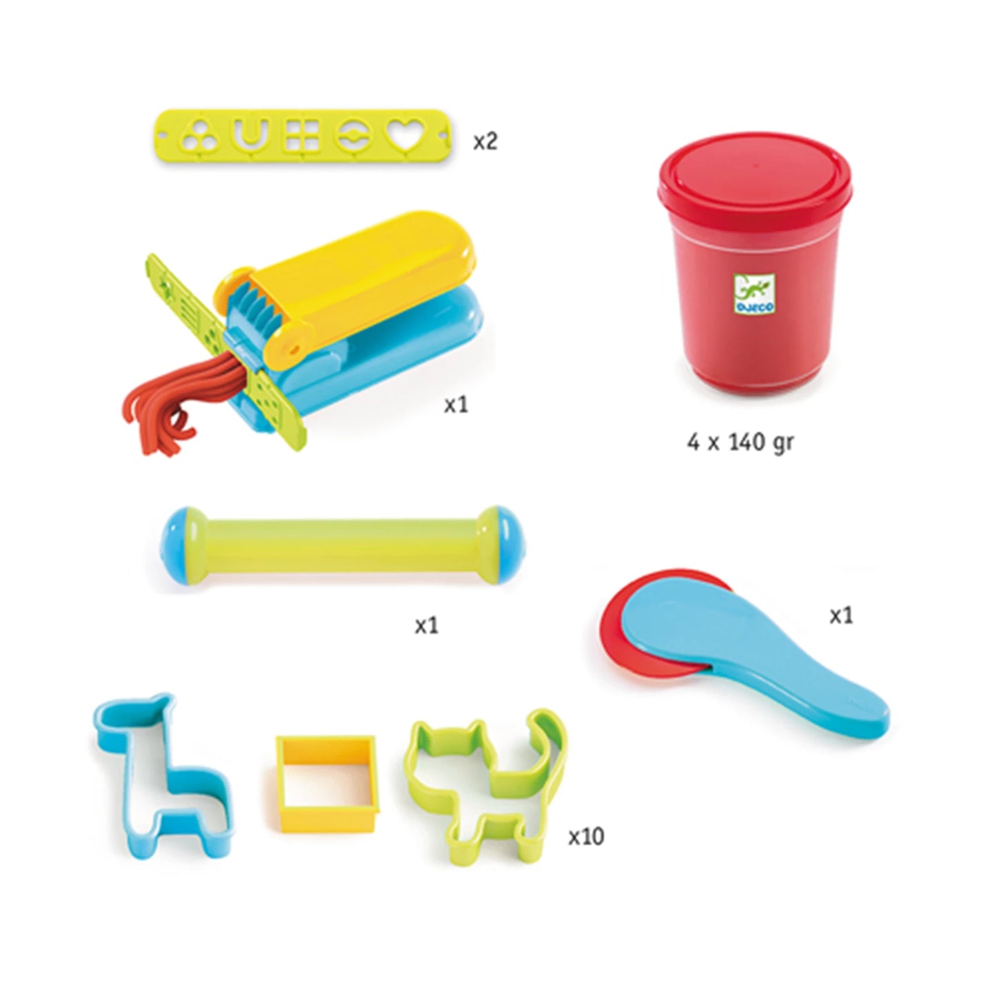 MODELLIERMASSE-SET GROSS (4 FARBEN, 15 WERKZEUGE)