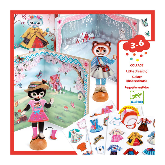 AUFKLEBER-COLLAGE, KLEINER KLEIDERSCHRANK