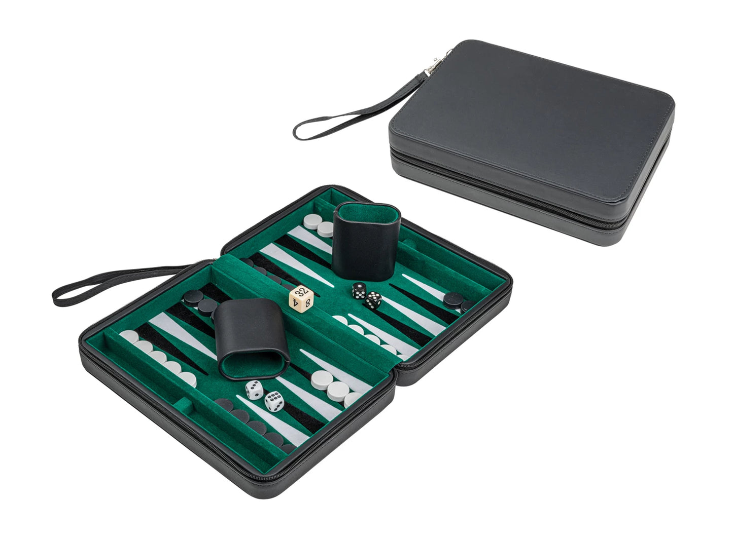 BACKGAMMON ALONNISOS, DE VOYAGE, NOIR, EN SIMILICUIR, MAGNÉTIQUE