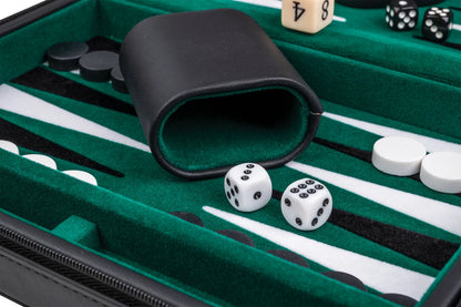BACKGAMMON ALONNISOS, DE VOYAGE, NOIR, EN SIMILICUIR, MAGNÉTIQUE