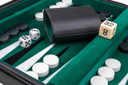 BACKGAMMON ALONNISOS, DE VOYAGE, NOIR, EN SIMILICUIR, MAGNÉTIQUE