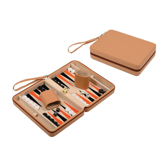 BACKGAMMON LEROS, DE VOYAGE, EN SIMILI CUIR, MAGNÉTIQUE