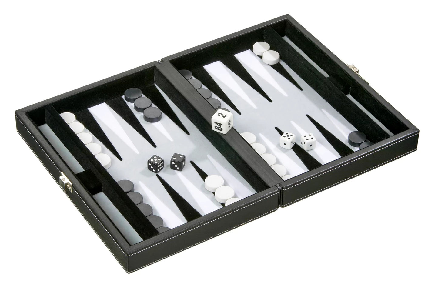 BACKGAMMON GRIS - TINOS - PETIT - SIMILICUIR - MAGNÉTIQUE