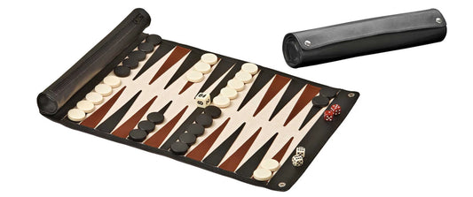 SET DA BACKGAMMON DA VIAGGIO CON RUOTE - SIMILPELLE
