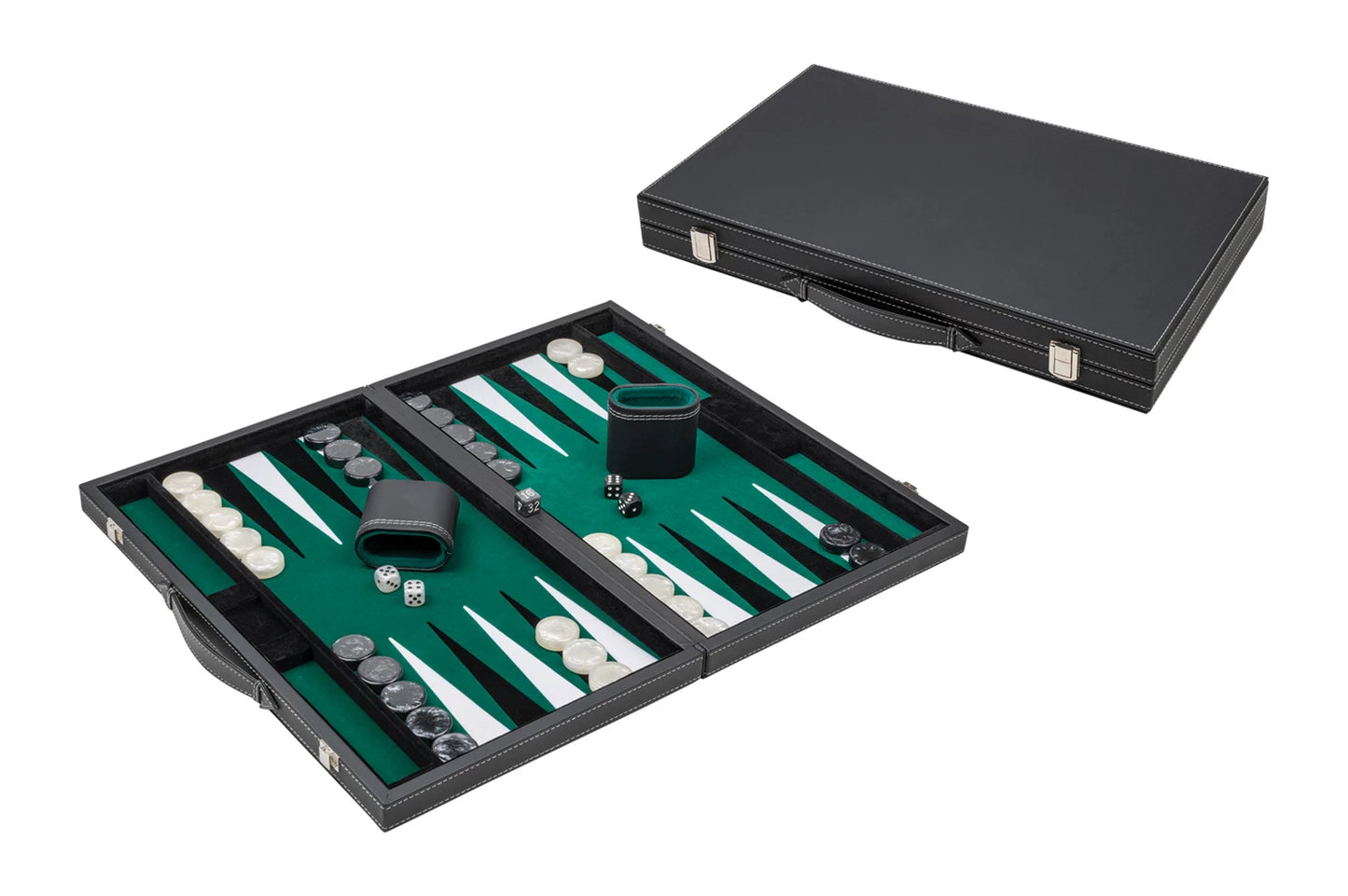 BACKGAMMON, NERO, VERDE, GRANDE, IN SIMILPELLE