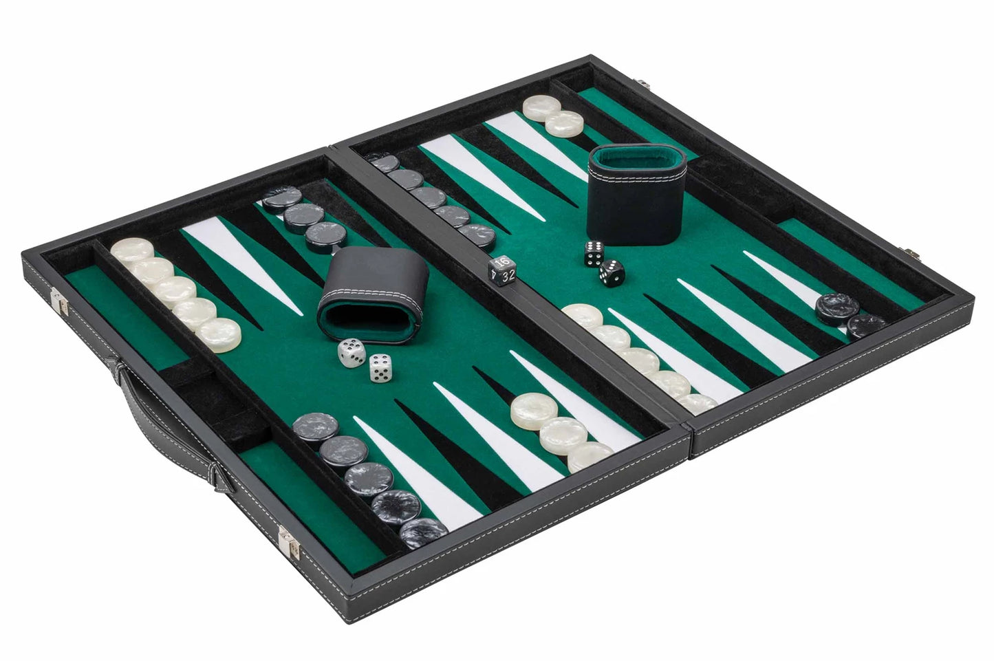 BACKGAMMON, NERO, VERDE, GRANDE, IN SIMILPELLE