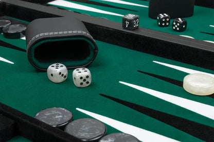 BACKGAMMON, NERO, VERDE, GRANDE, IN SIMILPELLE